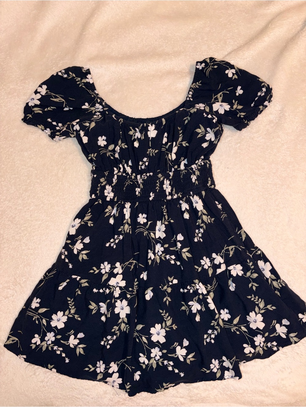 Woman’s Navy Blue Floral Short-Sleeve Dress